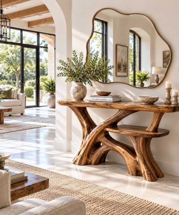 Luxali wooden Unique Design Handmade Natural Solid Wood Console Table Entrance Table Luxury Living Room Furniture New Home Decoration