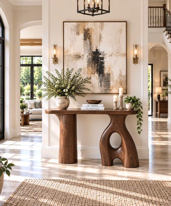 Alternative view of Luxali wooden Unique Design Handmade Natural Solid Wood Console Table Entrance Table Luxury Living Room Furniture New Home Decoration