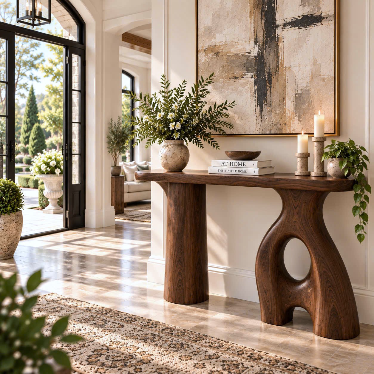 Luxali wooden Unique Design Handmade Natural Solid Wood Console Table Entrance Table Luxury Living Room Furniture New Home Decoration - Image 4