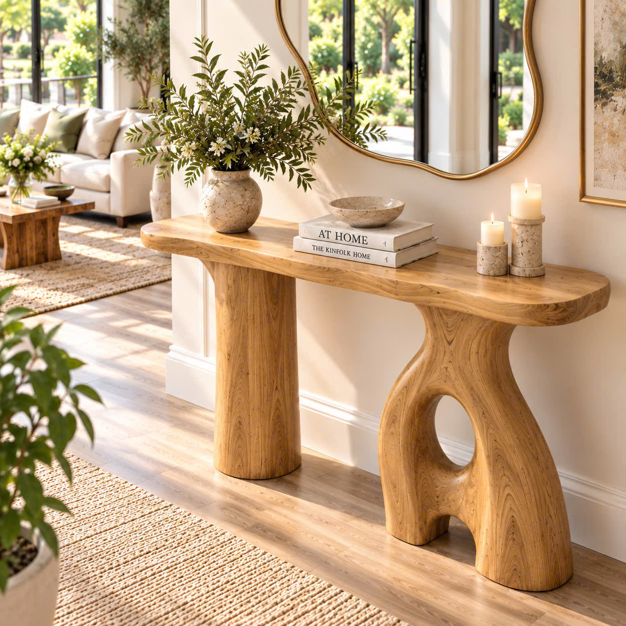 Luxali wooden Unique Design Handmade Natural Solid Wood Console Table Entrance Table Luxury Living Room Furniture New Home Decoration - Image 7
