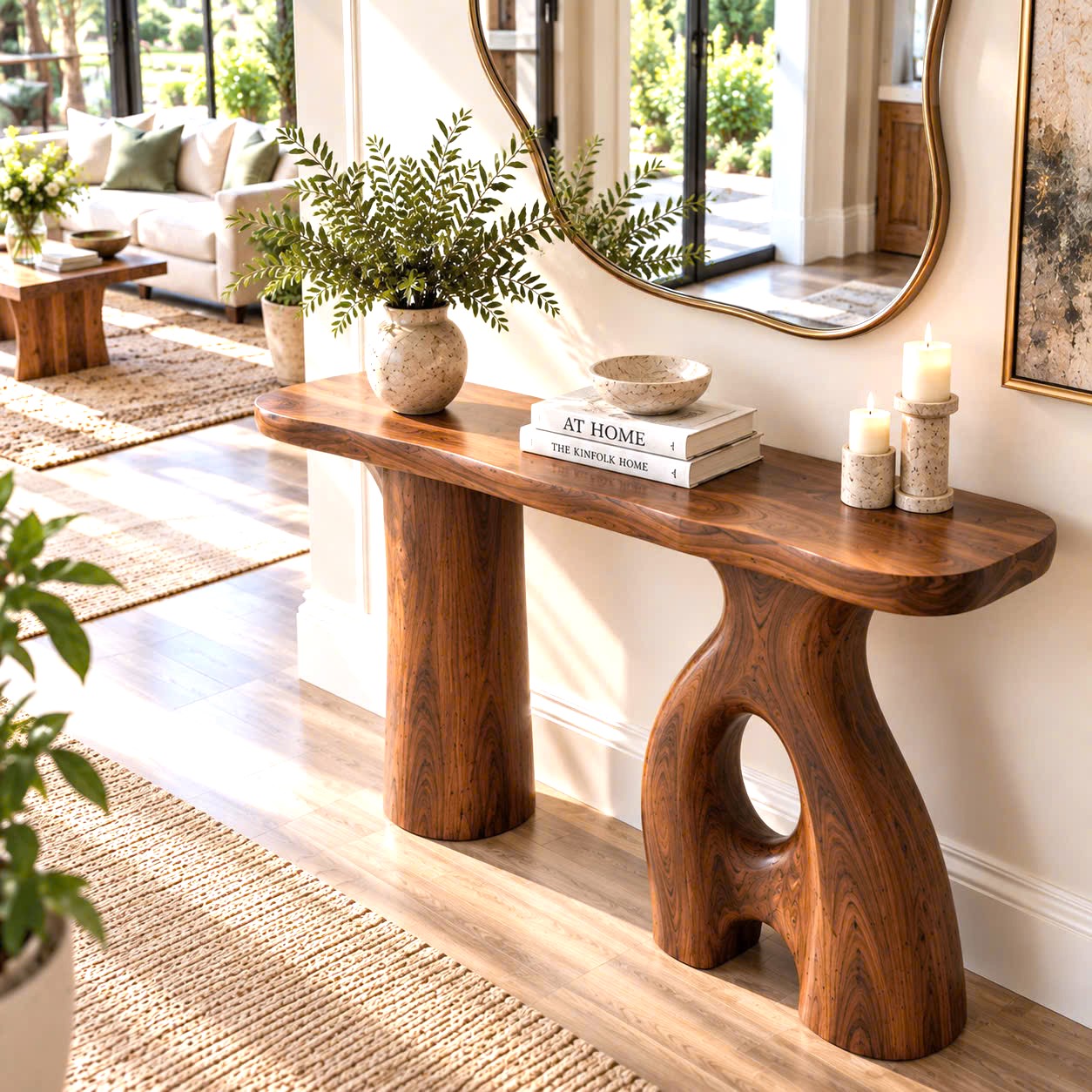 Luxali wooden Unique Design Handmade Natural Solid Wood Console Table Entrance Table Luxury Living Room Furniture New Home Decoration