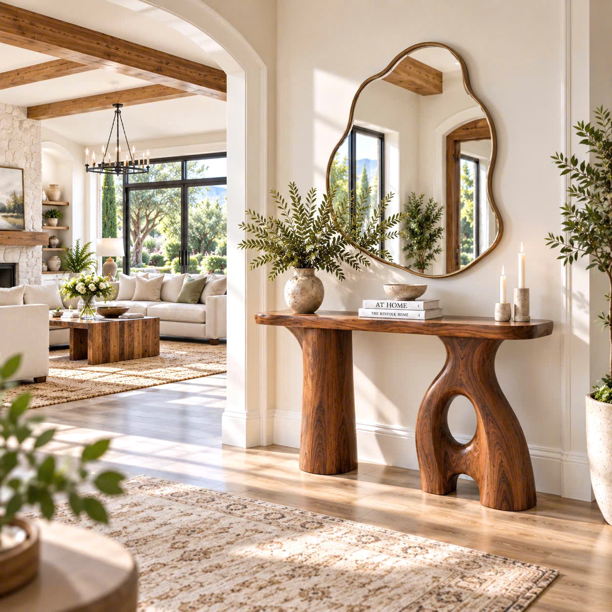 Luxali wooden Unique Design Handmade Natural Solid Wood Console Table Entrance Table Luxury Living Room Furniture New Home Decoration - Image 3
