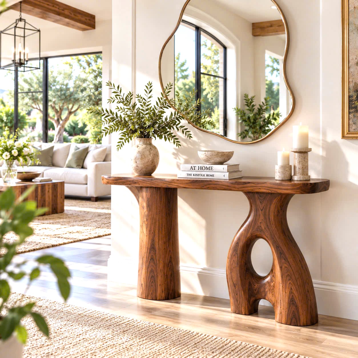 Luxali wooden Unique Design Handmade Natural Solid Wood Console Table Entrance Table Luxury Living Room Furniture New Home Decoration - Image 9