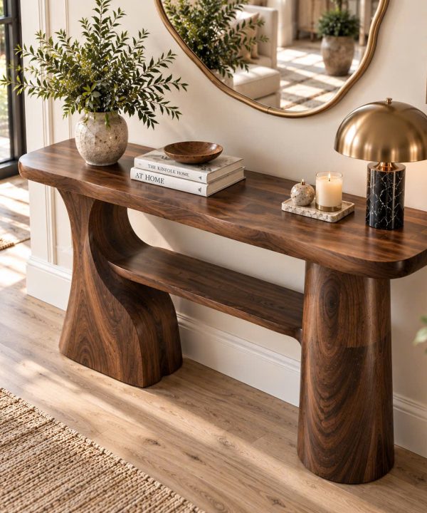 Alternative view of Luxali wooden Unique Design Handmade Natural Solid Wood Console Table Entrance Table Luxury Living Room Furniture New Home Decoration