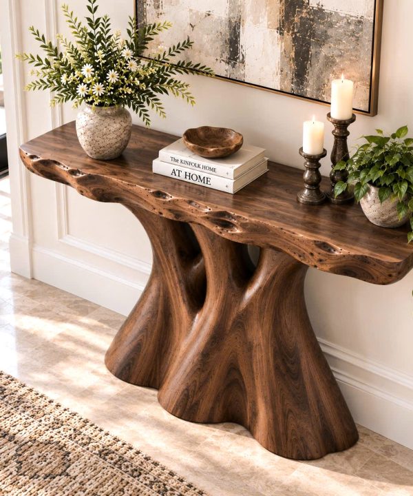 Alternative view of Luxali wooden Unique Design Handmade Natural Solid Wood Console Table Entrance Table Luxury Living Room Furniture New Home Decoration