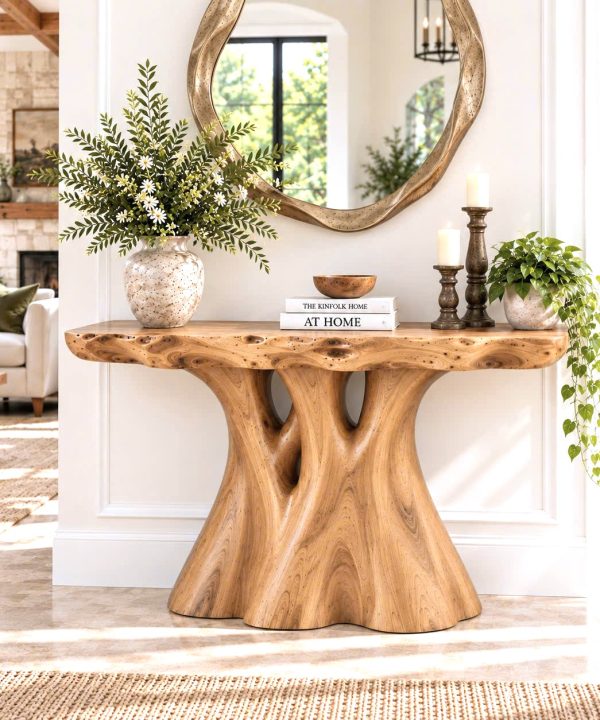 Luxali wooden Unique Design Handmade Natural Solid Wood Console Table Entrance Table Luxury Living Room Furniture New Home Decoration