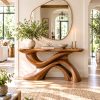 Modern Solid Wood Console Table With Pedestal Base Handmade Entryway Furniture For Living Room