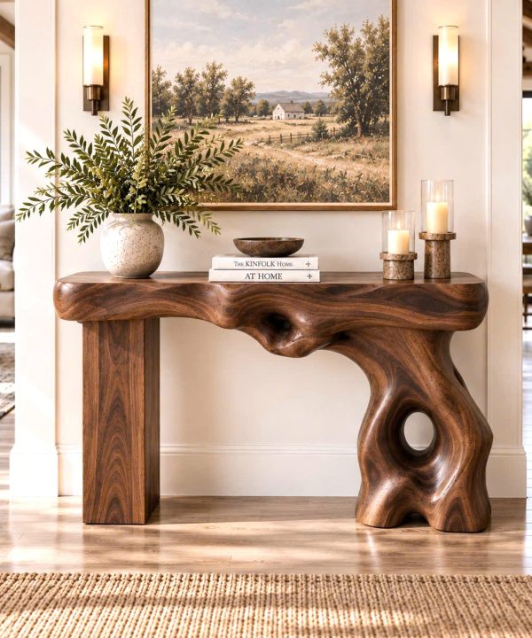 Alternative view of Eco-Friendly Apartment Decor Natural Solid Wooden Console Tables With Unique Design wooden furniture Hotel Furniture Designer