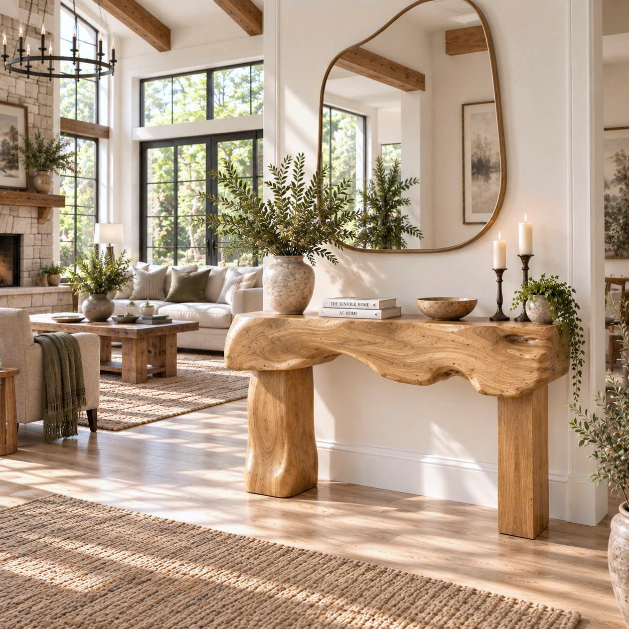 Eco-Friendly Apartment Decor Natural Solid Wooden Console Tables With Unique Design wooden furniture Hotel Furniture Designer