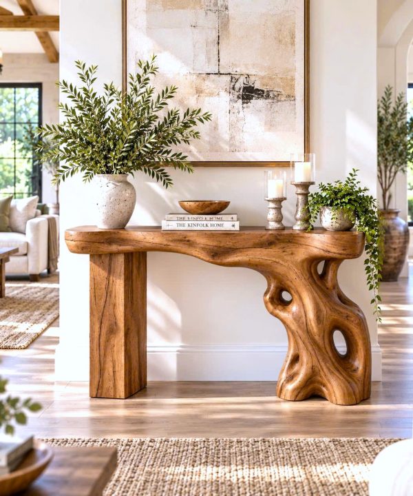 Luxali wooden Eco-Friendly Apartment Decor Natural Solid Wooden Console Tables With Unique Design wooden furniture Hotel Furniture Designer