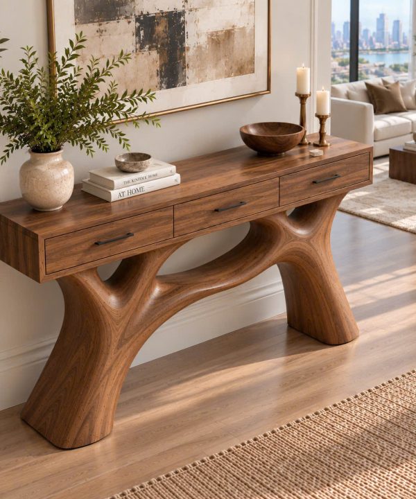 Alternative view of Eco-Friendly Apartment Decor Natural Solid Wooden Console Tables With Unique Design wooden furniture Hotel Furniture Designer