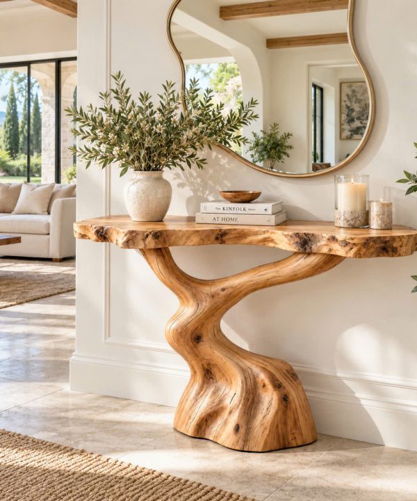 CSL143 Eco-Friendly Apartment Decor Natural Solid Wooden Console Tables With Unique Design wooden furniture Hotel Furniture Designer