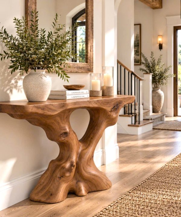 Alternative view of CSL144 Rustic Live Edge Console Table Entryway Design Rustic Live Edge Console Table Entryway Design Handcrafted Accent Table Furniture