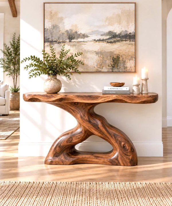 Alternative view of CSL145 Rustic Live Edge Console Table Entryway Design Rustic Live Edge Console Table Entryway Design Handcrafted Accent Table Furniture