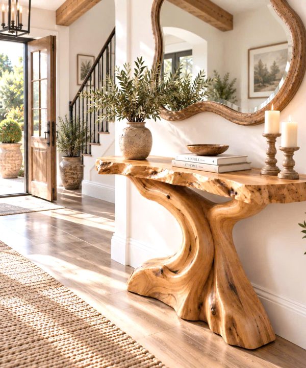 Alternative view of CSL147 Rustic Live Edge Console Table Entryway Design Rustic Live Edge Console Table Entryway Design Handcrafted Accent Table Furniture