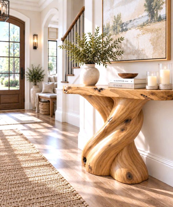 Alternative view of CSL148 Rustic Live Edge Console Table Entryway Design Rustic Live Edge Console Table Entryway Design Handcrafted Accent Table Furniture
