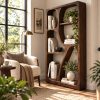 BS25 Modern Sculptural Wood Bookshelf with Organic Curves and Flowing Shelves for Artistic Home Library or Stylish Living Room Accent