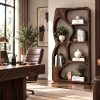 BS28 Modern Sculptural Wood Bookshelf with Organic Curves and Flowing Shelves for Artistic Home Library or Stylish Living Room Accent