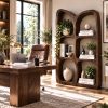 BS 31 Modern Sculptural Wood Bookshelf with Organic Curves and Flowing Shelves for Artistic Home Library or Stylish Living Room Accent