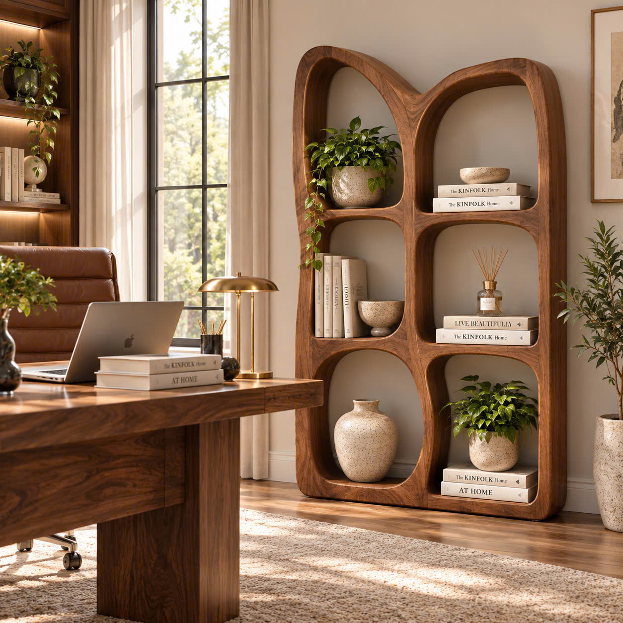 BS 31 Modern Sculptural Wood Bookshelf with Organic Curves and Flowing Shelves for Artistic Home Library or Stylish Living Room Accent - Image 10