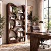 BS 35 Modern Sculptural Wood Bookshelf with Organic Curves and Flowing Shelves for Artistic Home Library or Stylish Living Room Accent