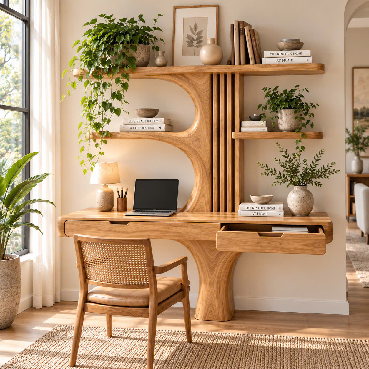 Desk with bookshelf