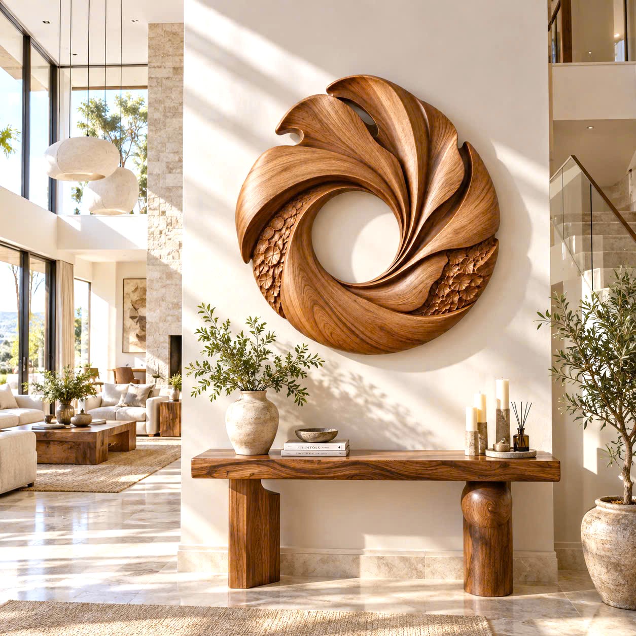 WA 05 Luxali wooden Unique Wall-mounted Organic Wooden Sculpture Handcrafted Wooden Wall Art Sculpture For Living Room Furniture Wall Decoration