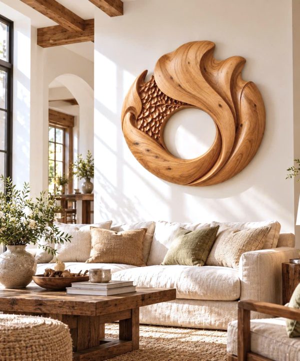 AWA 10 Luxali wooden Unique Wall-mounted Organic Wooden Sculpture Handcrafted Wooden Wall Art Sculpture For Living Room Furniture Wall Decoration