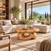CF 02 Luxali Modern Solid Wood Coffee Table Living Room Handmade Natural Eco-Friendly Durable Easy Clean Antique Decor Home Furniture