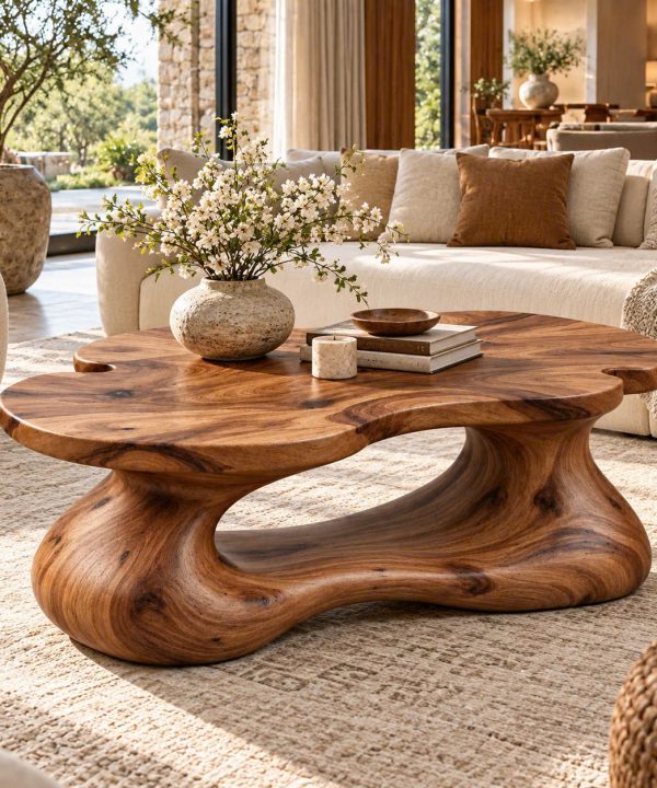 CF 03 Luxali Modern Solid Wood Coffee Table Living Room Handmade Natural Eco-Friendly Durable Easy Clean Antique Decor Home Furniture