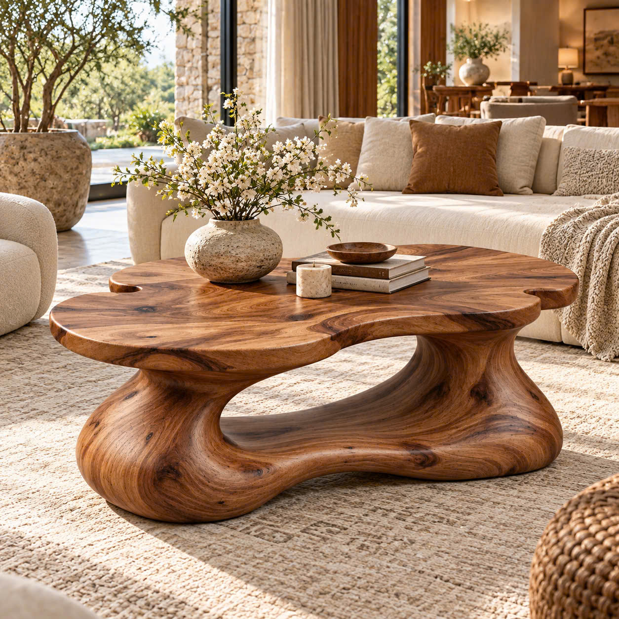 CF 03 Luxali Modern Solid Wood Coffee Table Living Room Handmade Natural Eco-Friendly Durable Easy Clean Antique Decor Home Furniture