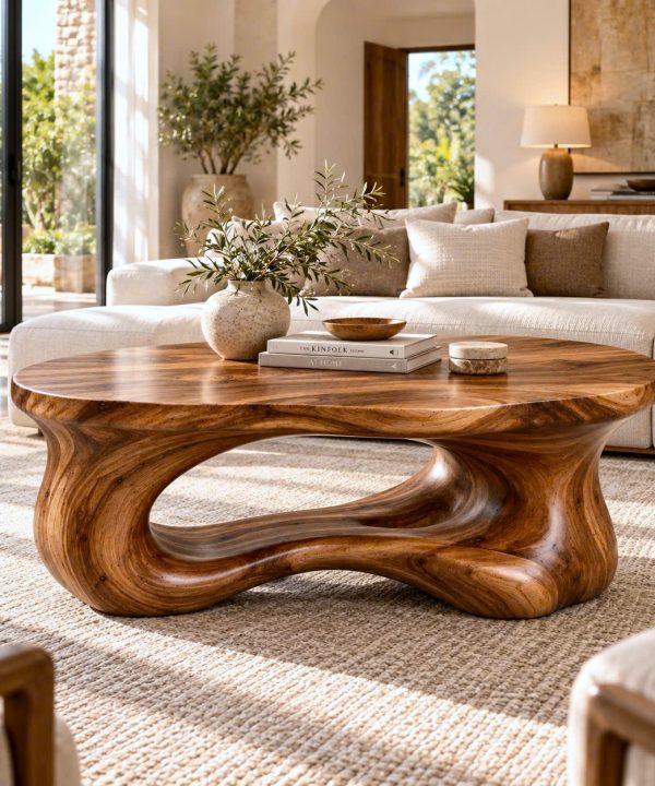 CF 08 Luxali Modern Solid Wood Coffee Table Living Room Handmade Natural Eco-Friendly Durable Easy Clean Antique Decor Home Furniture