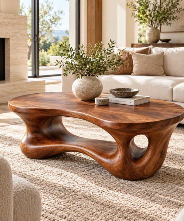ACF 19 Luxali Modern Solid Wood Coffee Table Living Room Handmade Natural Eco-Friendly Durable Decor Unique Design