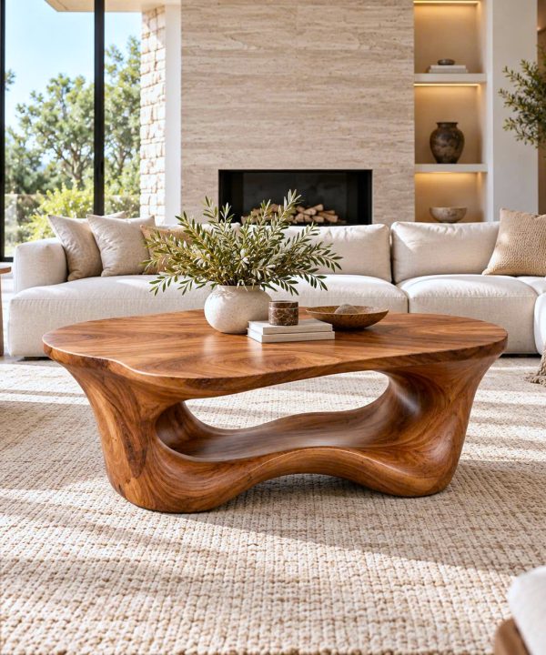 ACF 20 Luxali Modern Solid Wood Coffee Table Living Room Handmade Natural Eco-Friendly Durable Decor Unique Design