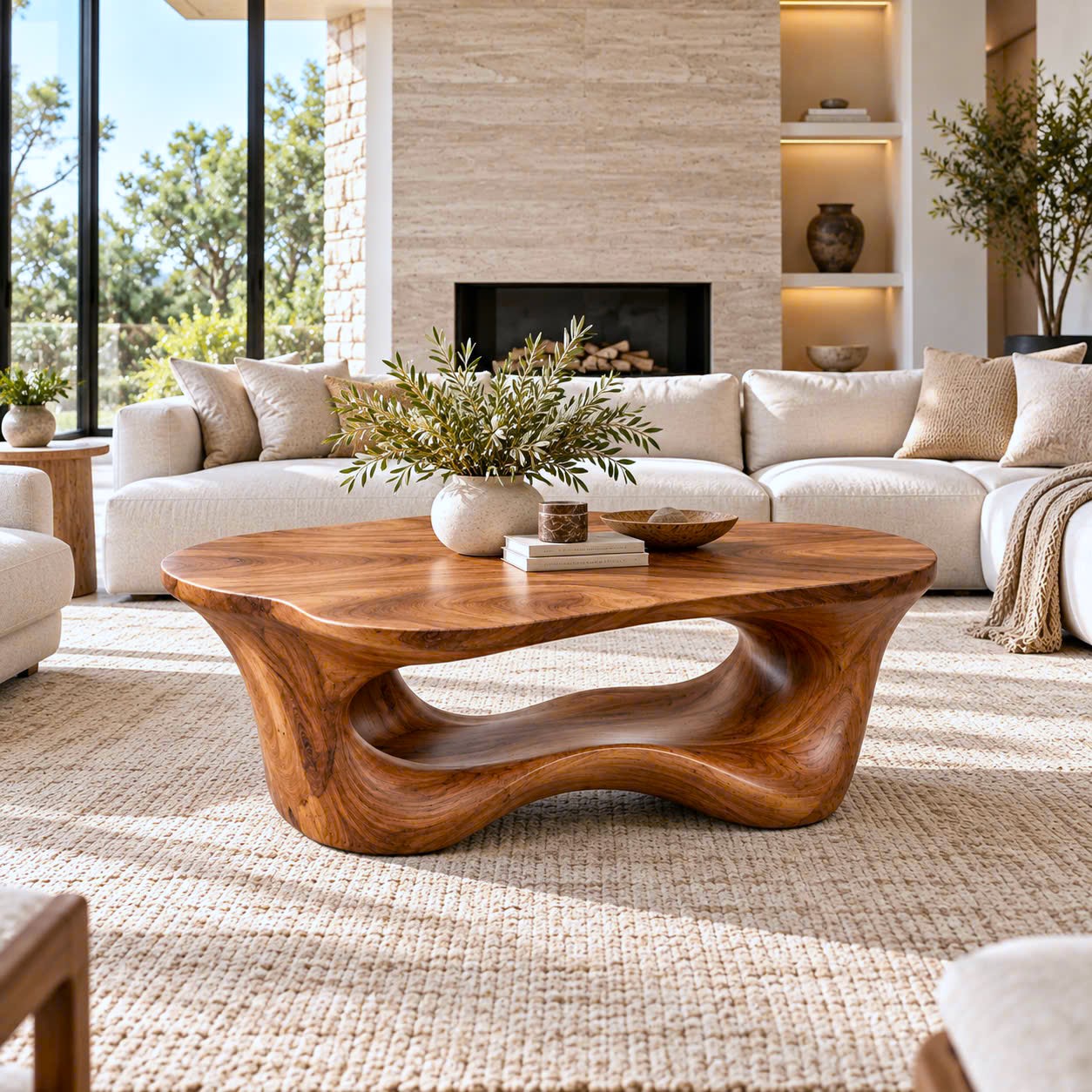 ACF 20 Luxali Modern Solid Wood Coffee Table Living Room Handmade Natural Eco-Friendly Durable Decor Unique Design