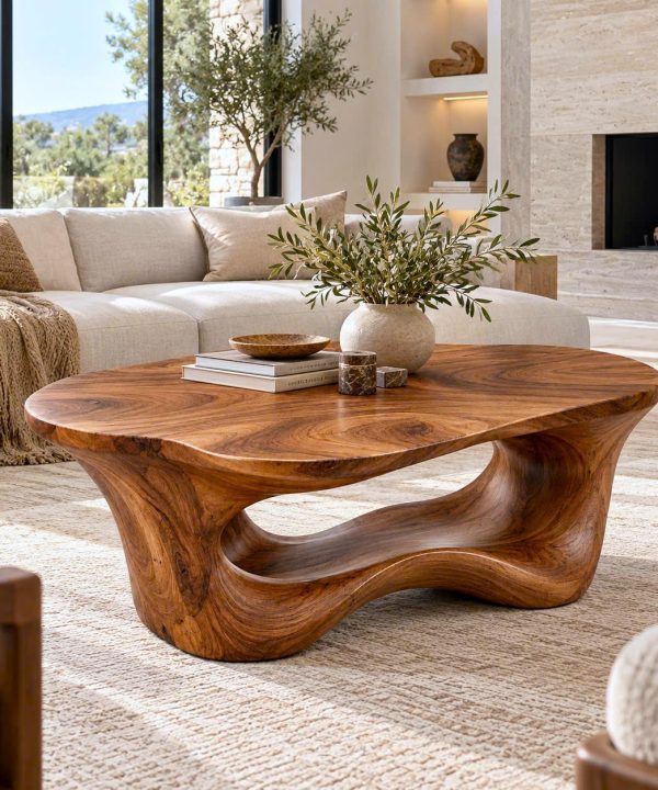 Alternative view of ACF 20 Luxali Modern Solid Wood Coffee Table Living Room Handmade Natural Eco-Friendly Durable Decor Unique Design