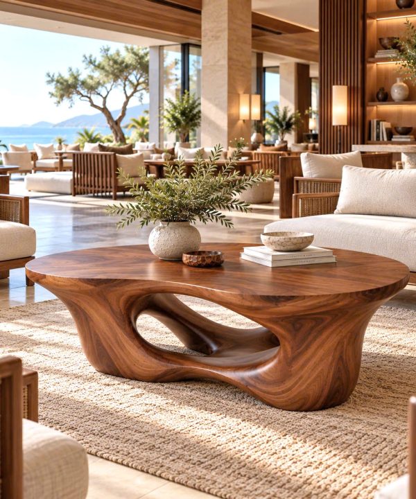 Alternative view of ACF 21 Luxali Modern Solid Wood Coffee Table Living Room Handmade Natural Eco-Friendly Durable Decor Unique Design