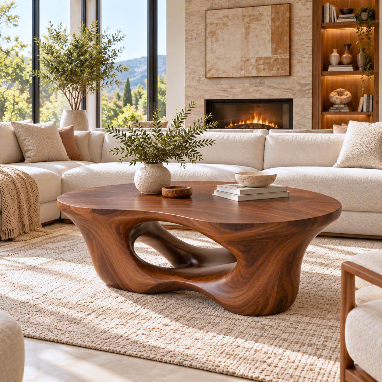 ACF 21 Luxali Modern Solid Wood Coffee Table Living Room Handmade Natural Eco-Friendly Durable Decor Unique Design