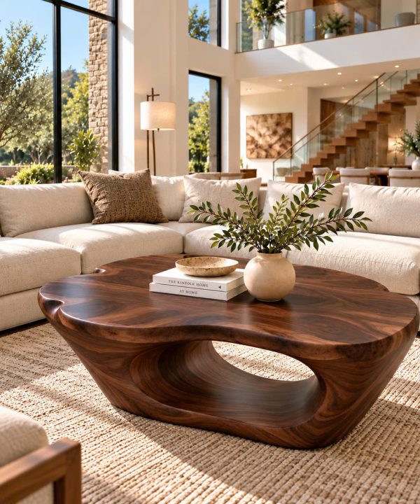 Alternative view of BFC 32 Luxali Modern Solid Wood Coffee Table Living Room Handmade Natural Eco-Friendly Durable Easy Clean Antique Decor Home Furniture