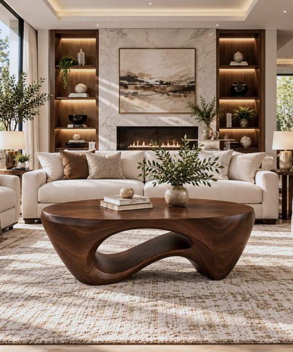 Alternative view of BFC 34 Luxali Modern Solid Wood Coffee Table Living Room Handmade Natural Eco-Friendly Durable Easy Clean Antique Decor Home Furniture
