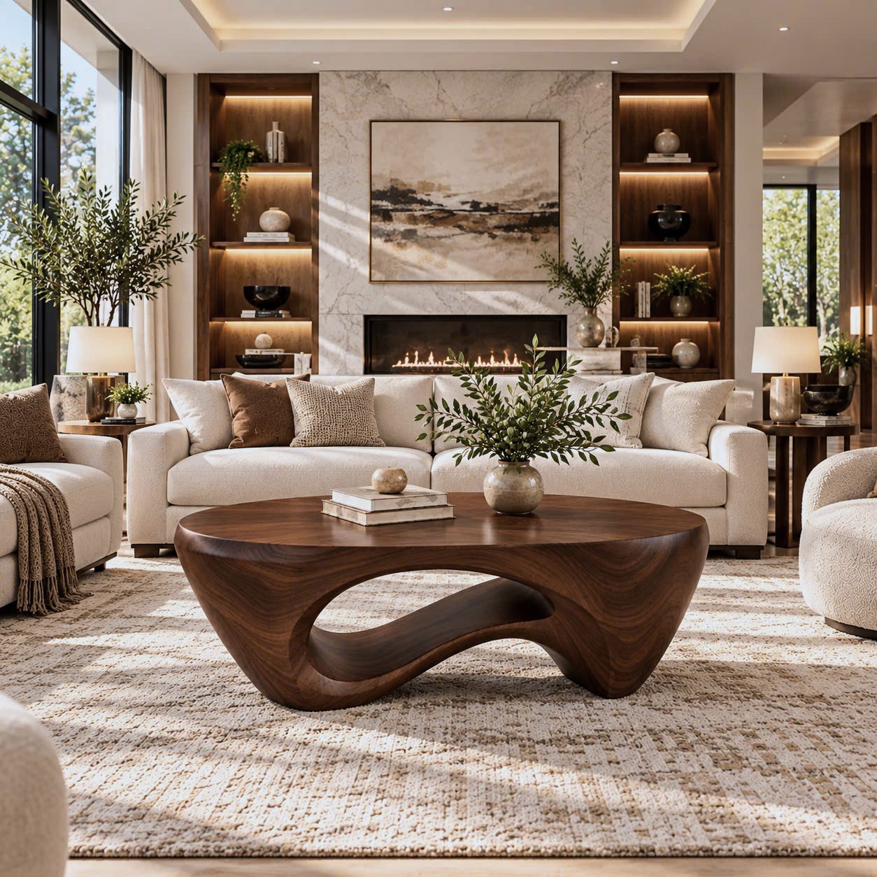 BFC 34 Luxali Modern Solid Wood Coffee Table Living Room Handmade Natural Eco-Friendly Durable Easy Clean Antique Decor Home Furniture