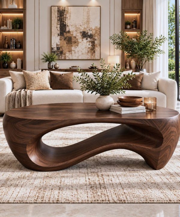 Alternative view of BFC 36 Luxali Modern Solid Wood Coffee Table Living Room Handmade Natural Eco-Friendly Durable Easy Clean Antique Decor Home Furniture