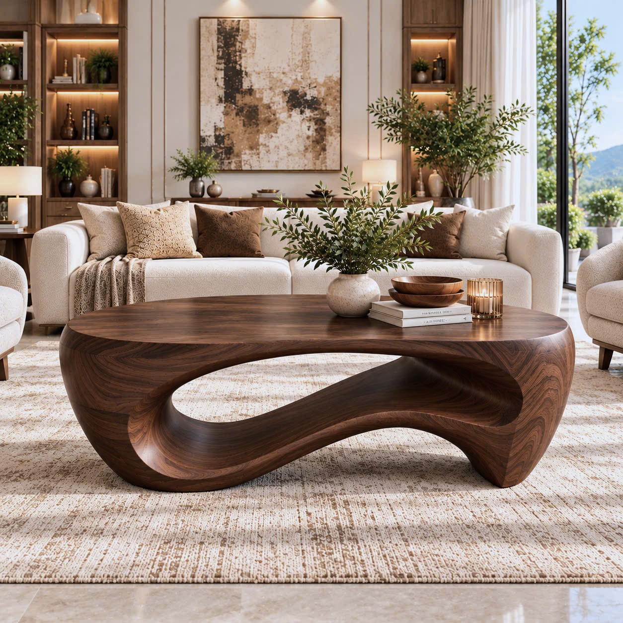 BFC 36 Luxali Modern Solid Wood Coffee Table Living Room Handmade Natural Eco-Friendly Durable Easy Clean Antique Decor Home Furniture