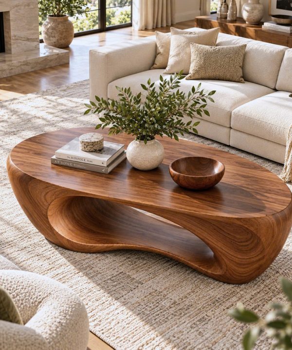 Alternative view of BFC 35 Luxali Modern Solid Wood Coffee Table Living Room Handmade Natural Eco-Friendly Durable Easy Clean Antique Decor Home Furniture