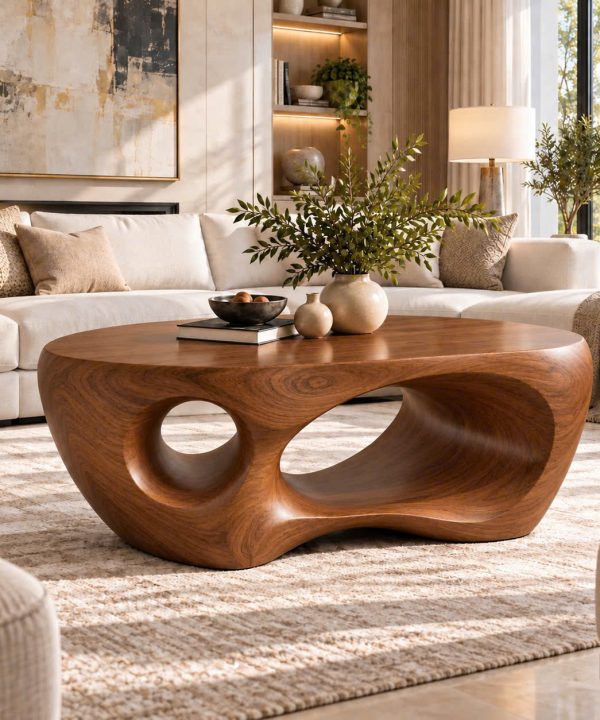 Alternative view of BFC 33 Luxali Modern Solid Wood Coffee Table Living Room Handmade Natural Eco-Friendly Durable Easy Clean Antique Decor Home Furniture