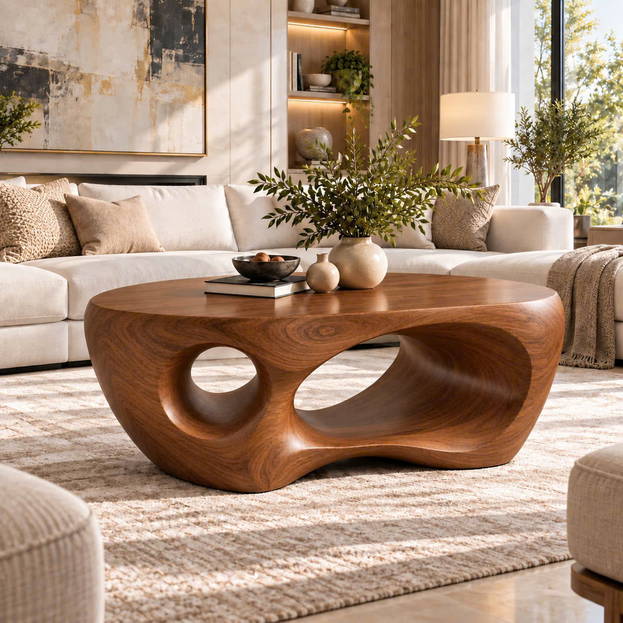 BFC 33 Luxali Modern Solid Wood Coffee Table Living Room Handmade Natural Eco-Friendly Durable Easy Clean Antique Decor Home Furniture
