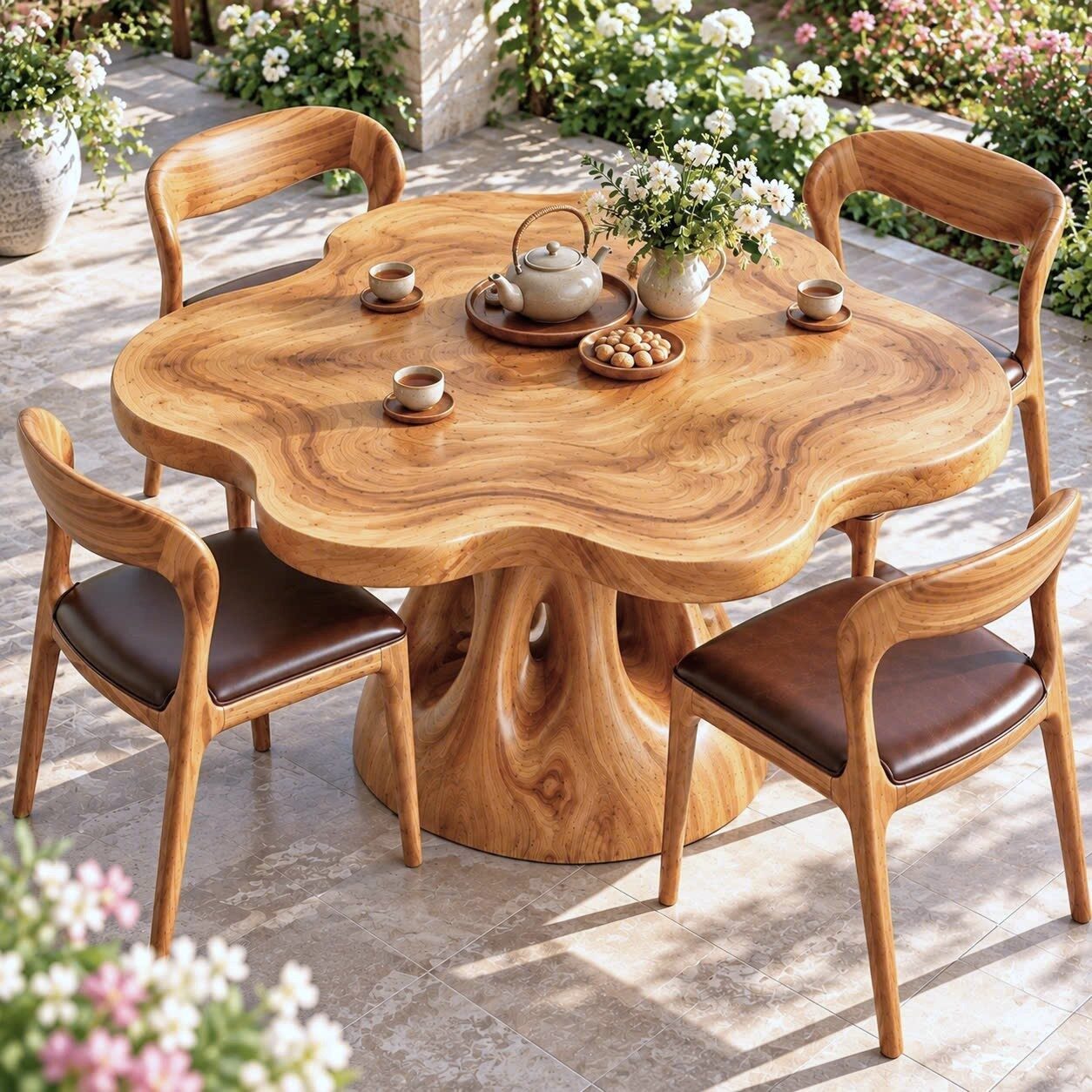 DT 10 Luxurious and uniquely crafted wooden dining table ( chairs not included) designed to create a warm and inviting atmosphere. - Image 5
