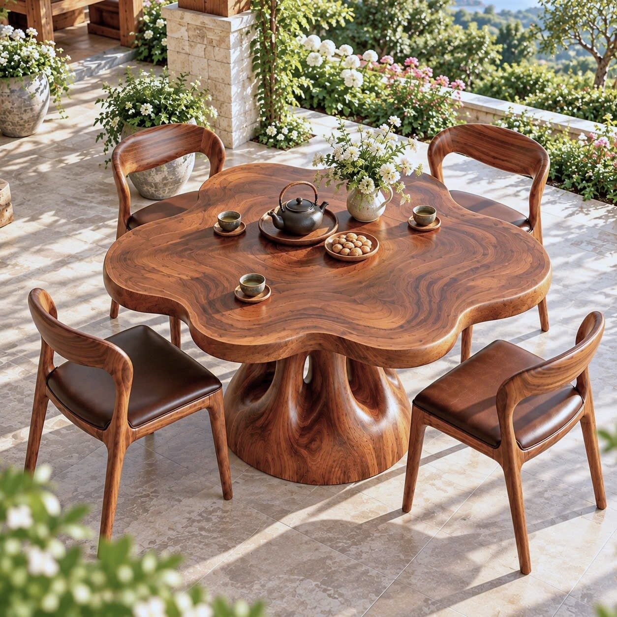 Alternative view of DT 10 Luxurious and uniquely crafted wooden dining table ( chairs not included) designed to create a warm and inviting atmosphere.
