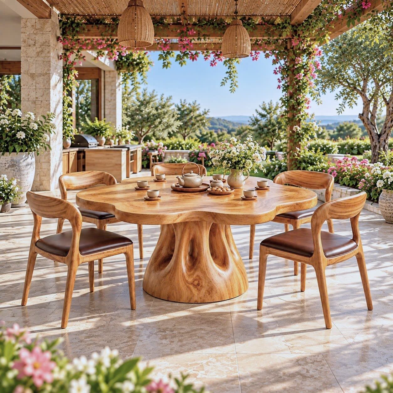 DT 10 Luxurious and uniquely crafted wooden dining table ( chairs not included) designed to create a warm and inviting atmosphere. - Image 6