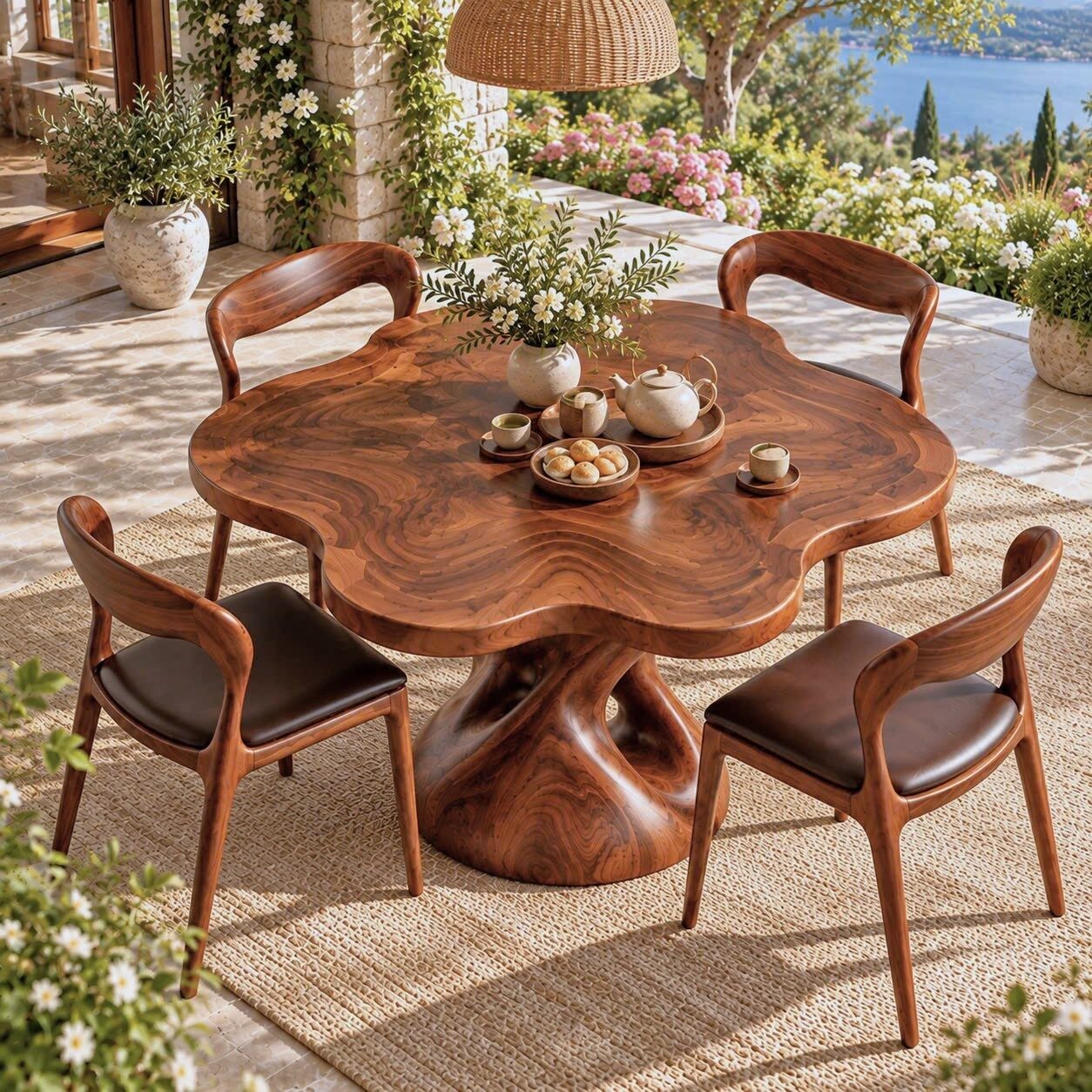 Alternative view of DT 12 Luxurious and uniquely crafted wooden dining table ( chairs not included) designed to create a warm and inviting atmosphere.